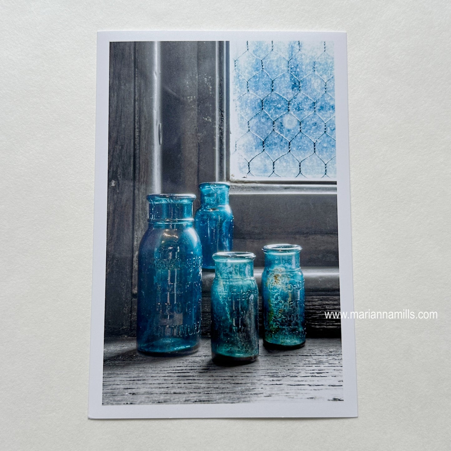 Bromo Seltzer Vintage Glass Bottles Rare Greens Fine Art Photography 4x6 inches by Marianna Mills