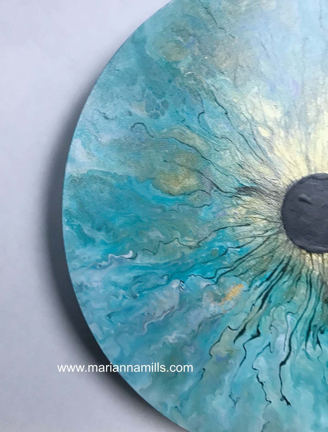 Ocean Eye - Original Abstract Acrylic Painting by Marianna Mills | 16  Round Canvas
