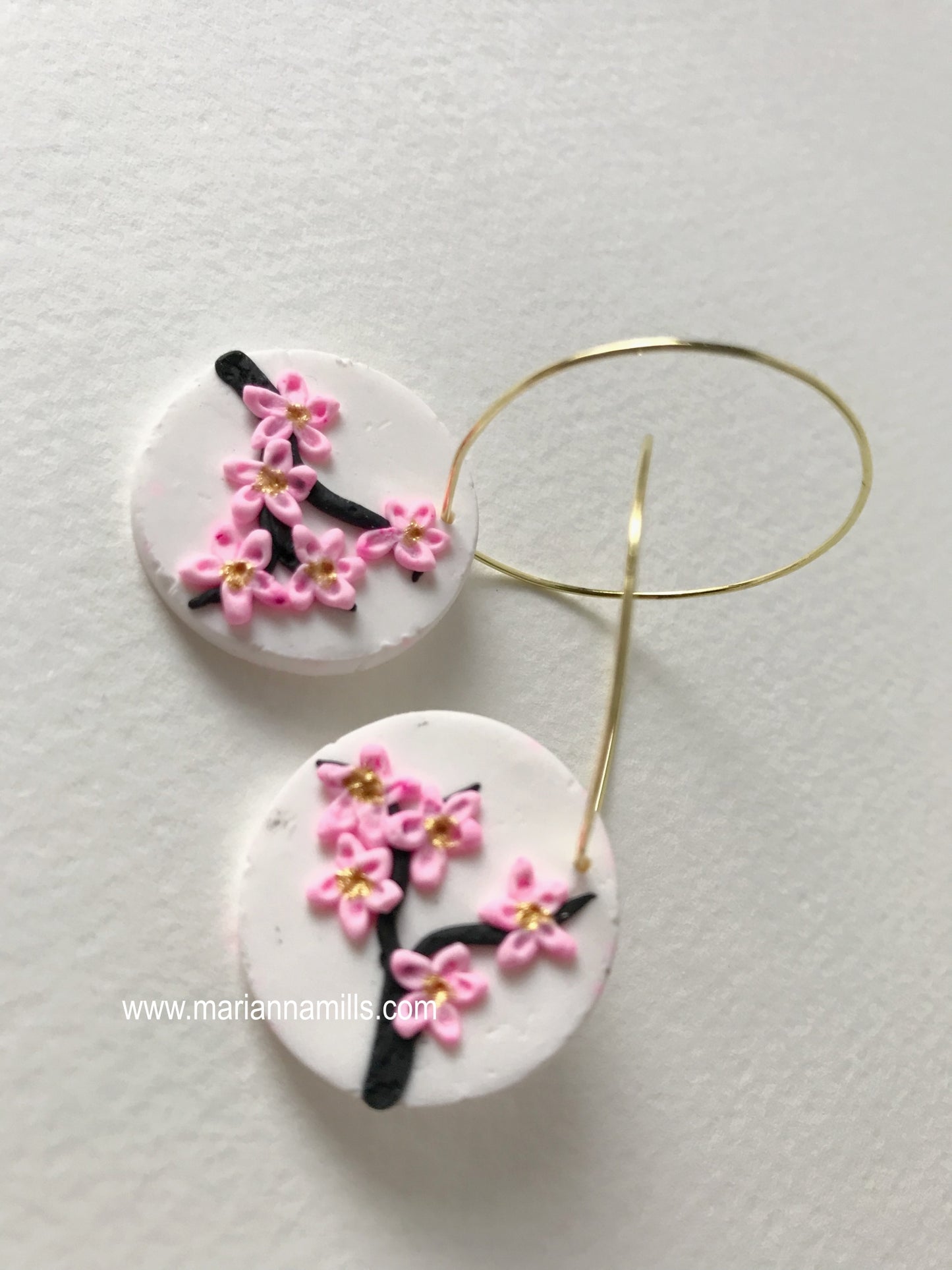 Sakura Tree - Artisan Statement Large Hoops Earrings Handmade by Marianna Mills