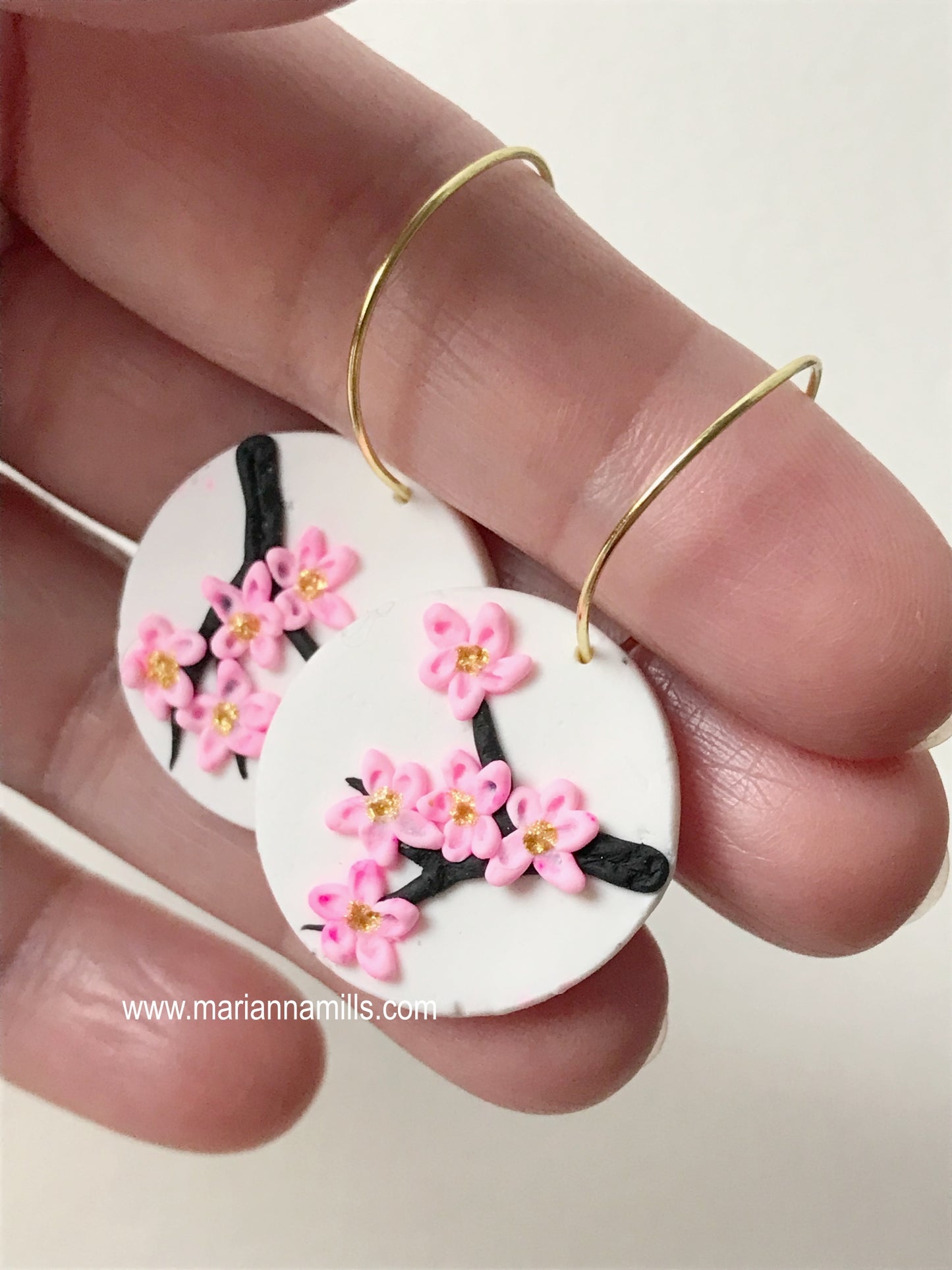 Sakura Tree - Artisan Statement Hoops Earrings Handmade by Marianna Mills