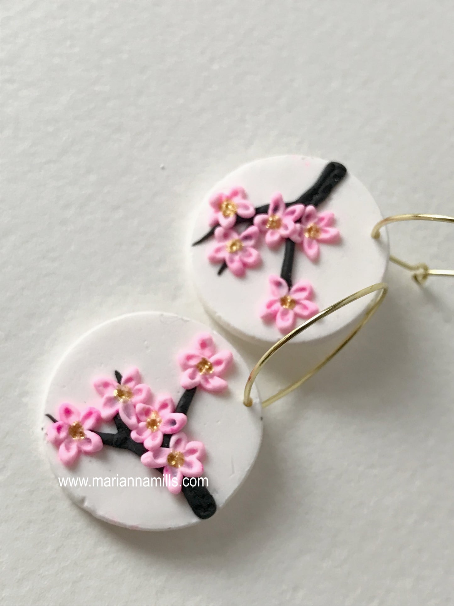 Sakura Tree - Artisan Statement Hoops Earrings Handmade by Marianna Mills