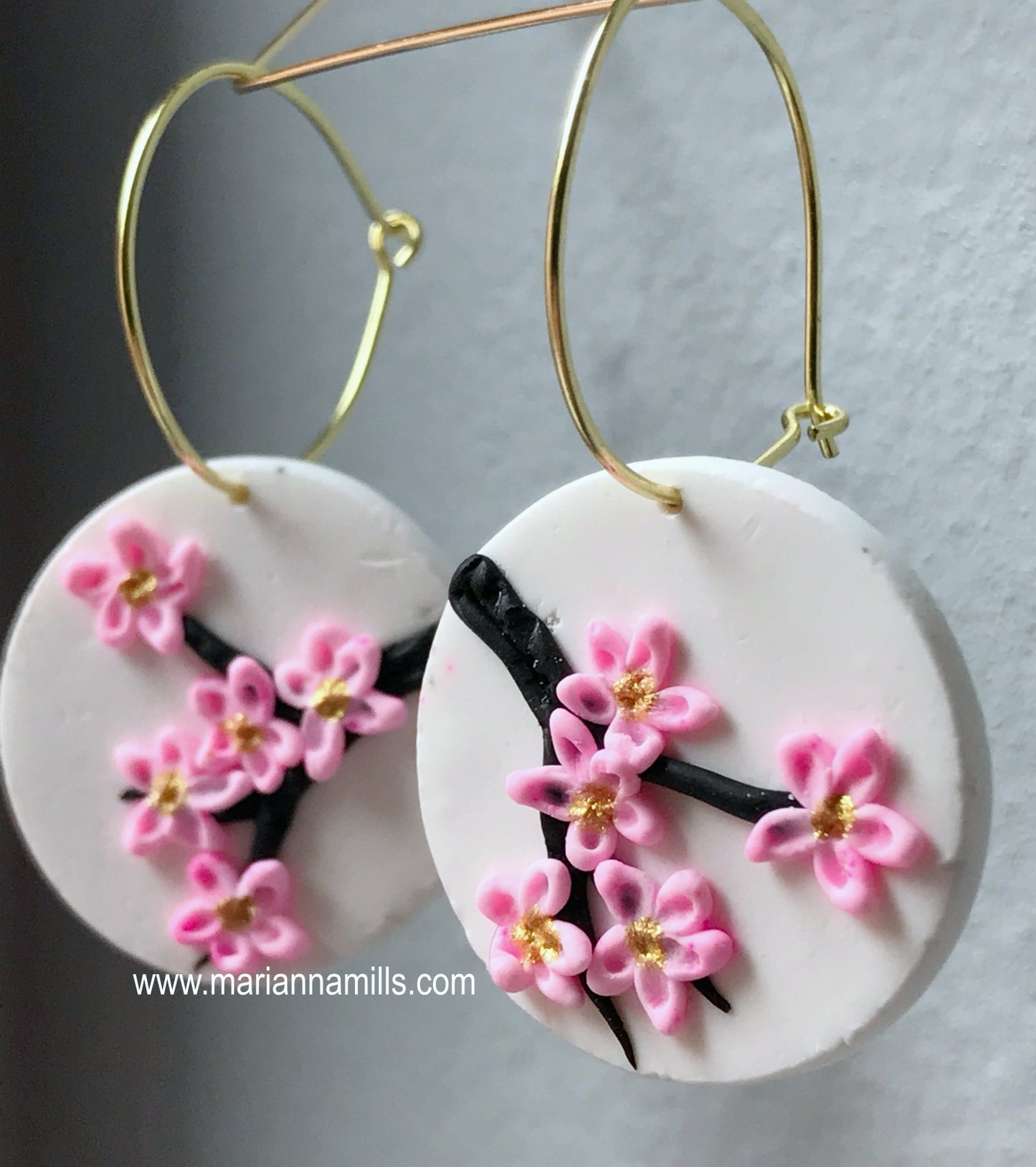 Sakura Tree - Artisan Statement Hoops Earrings Handmade by Marianna Mills