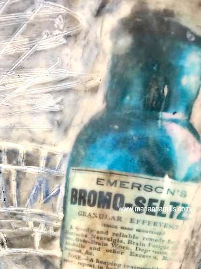 Bromo Seltzer encaustic painting by Marianna Mills