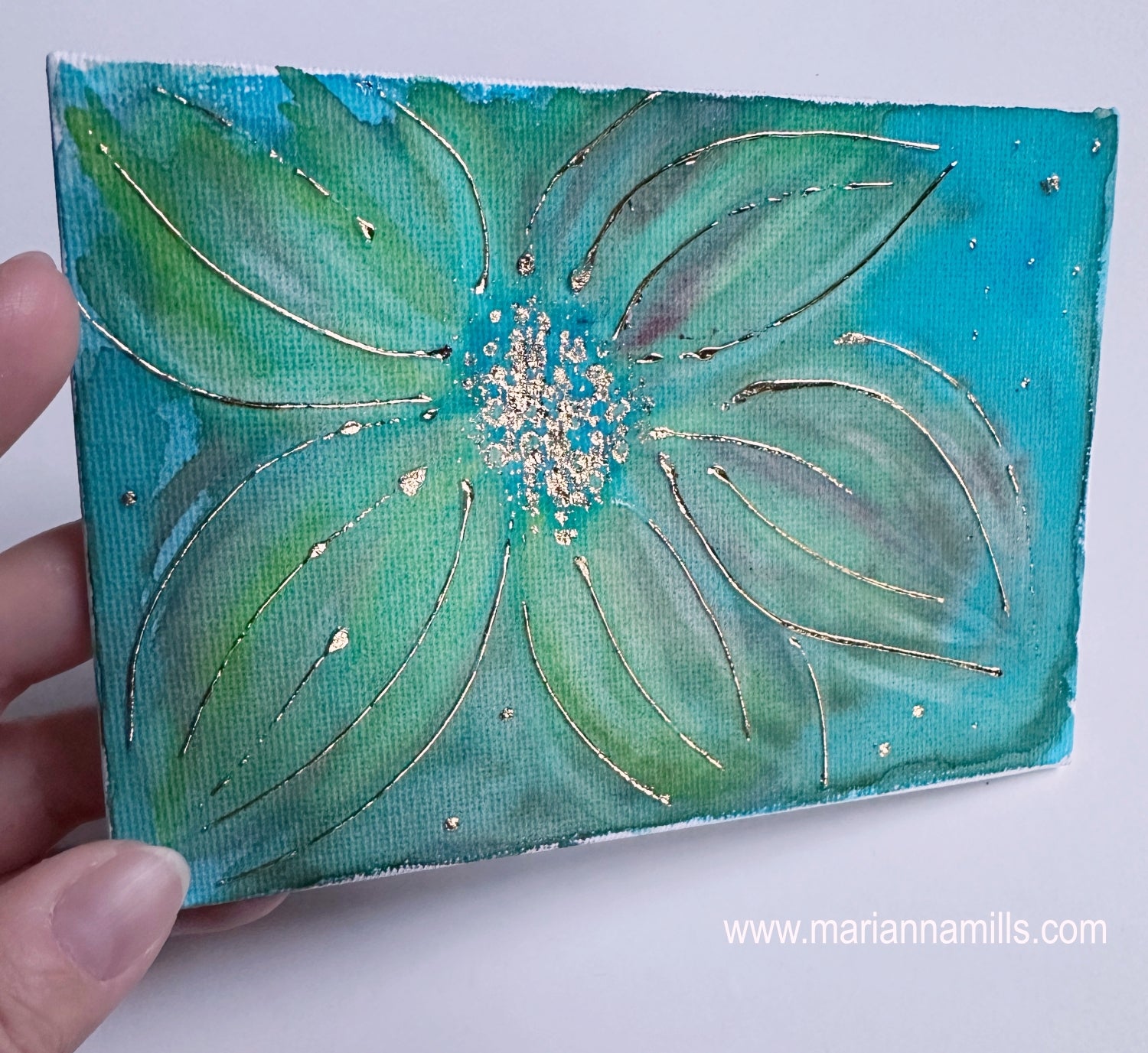 Flower Vol. 5  4"x6" mixed media painting by Marianna Mills