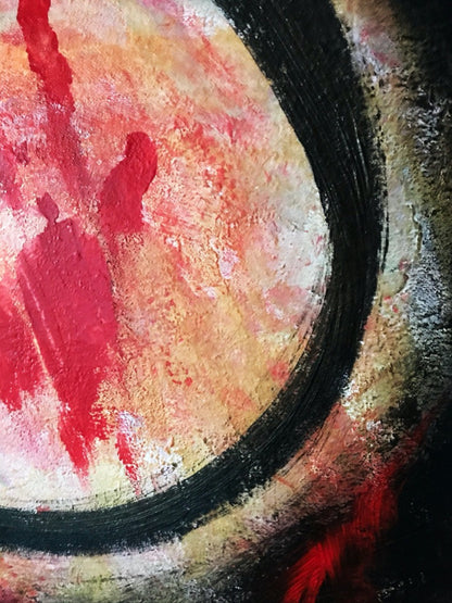 detail of 24x18 inch Enso - Confine original textured acrylic painting for sale by Marianna Mills Hungarian Artist.