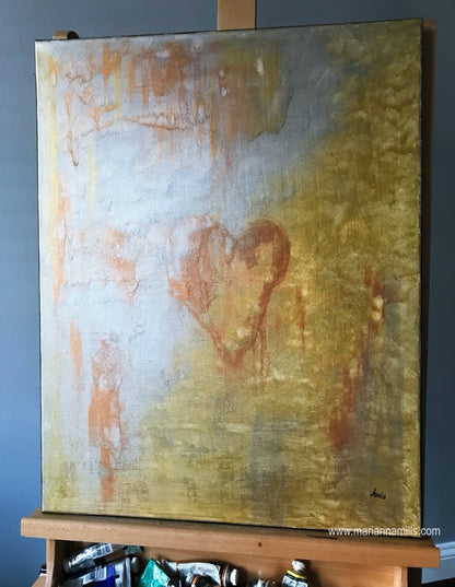 24x20 Map of heart Marianna Mills original impasto painting for sale  Edit alt text