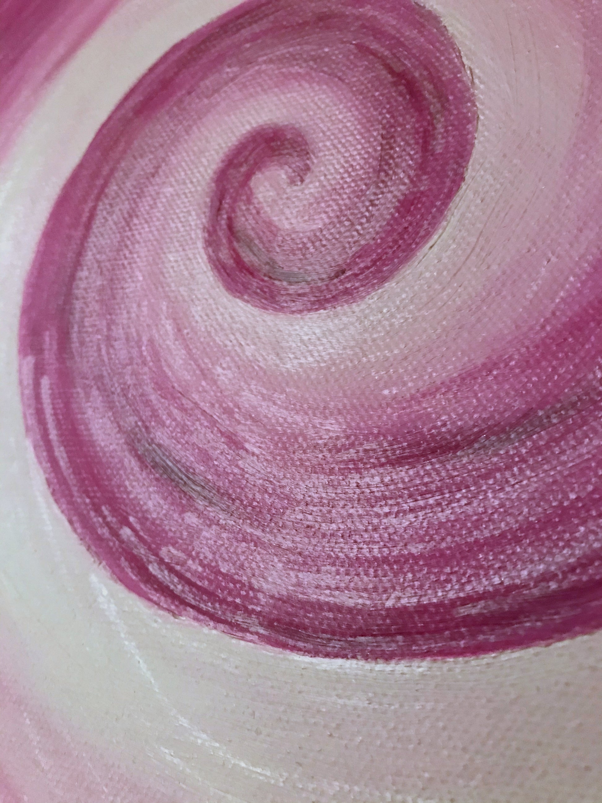 detail shot.original 2 canvas panel large oil abstract painting with mica powder by Hungarian visionary artist Marianna Mills. Total wall space 43 inches x 38 inches. Title is Thinking it over and over again.. is a beautiful visionary fine art featuring spirals in pink, soft blue and white colors in an ombre effect with shimmering, sparkling mica powder, this is silver, indigo and iridescent give a desired effect to this amazing artwork. No need framing, ready to hang on your wall.