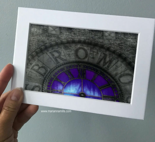 Bromo Seltzer Tower Purple Clock Face, Baltimore MD | 5"x7" Matted Signed Fine Art Photography print by Marianna Mills
