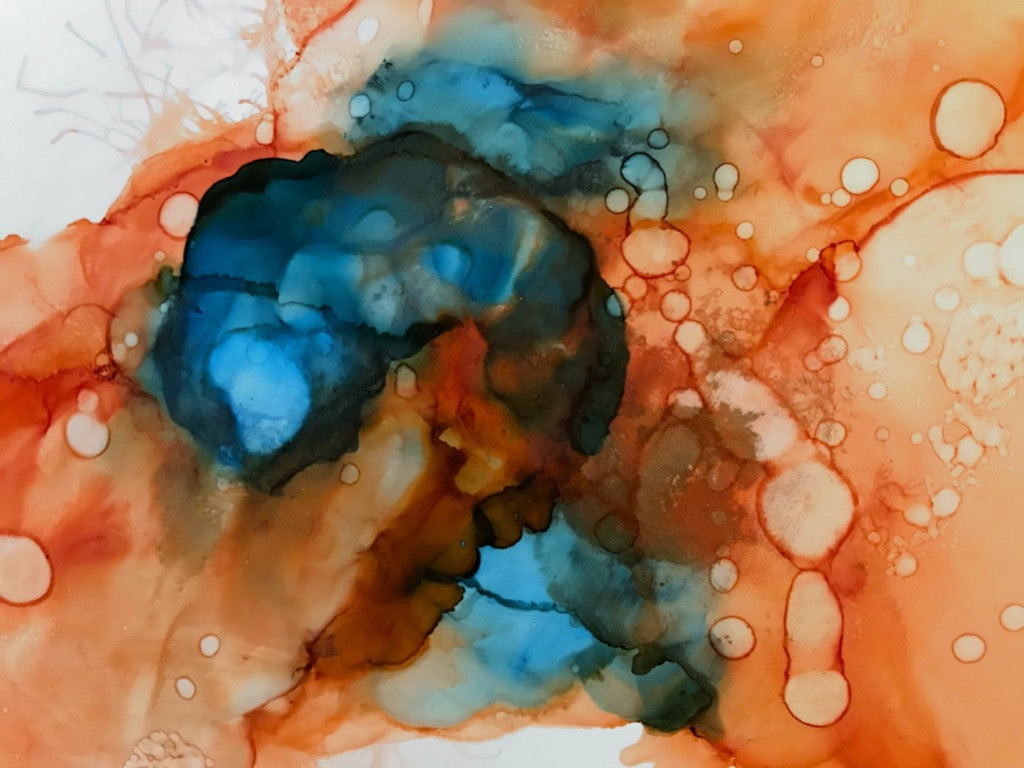 Ocean 9x12 Original Abstract Alcohol Ink Painting by Marianna Mills