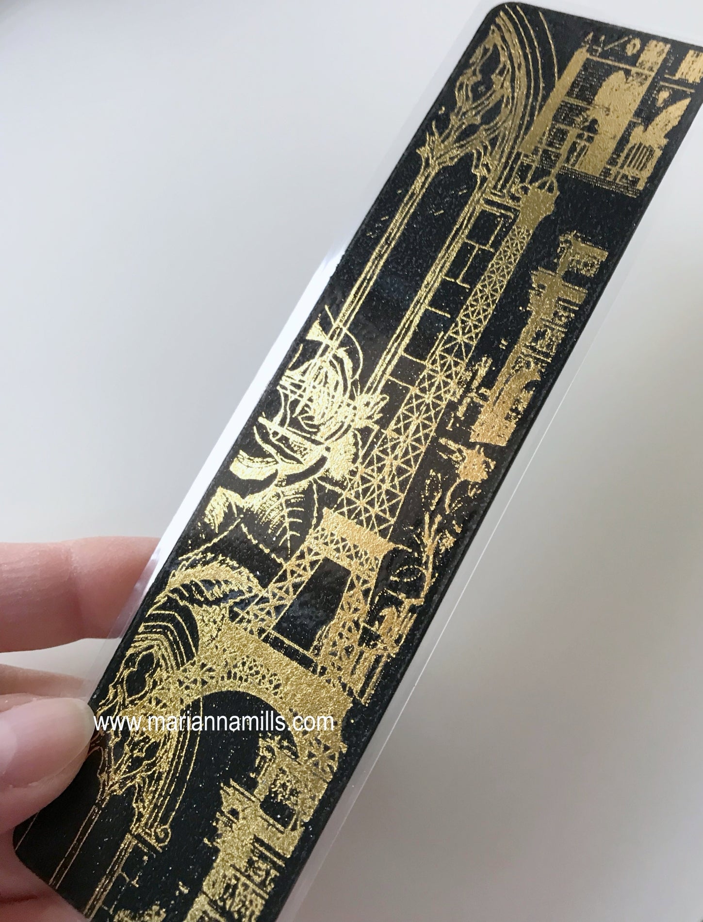 Paris Eiffel Tower Gold Foil Bookmark Handmade by Marianna Mills