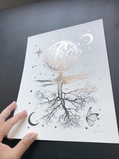 Neverland Signed Silver Foil Art Print by Marianna Mills - details