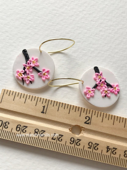 Sakura Tree - Artisan Statement Hoops Earrings Handmade by Marianna Mills