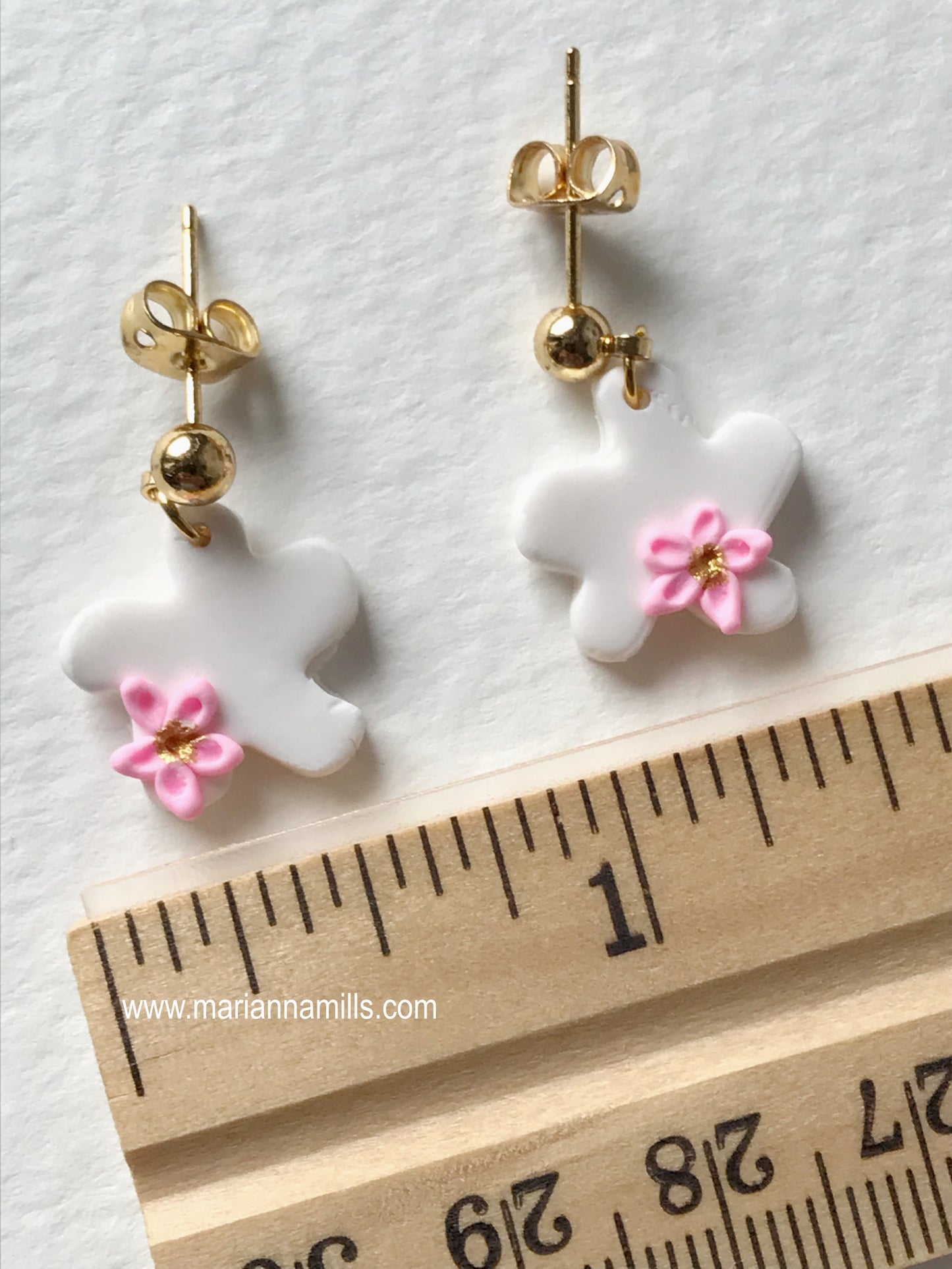 Sakura Daisy - Artisan Statement Post Earrings Handmade by Marianna Mills