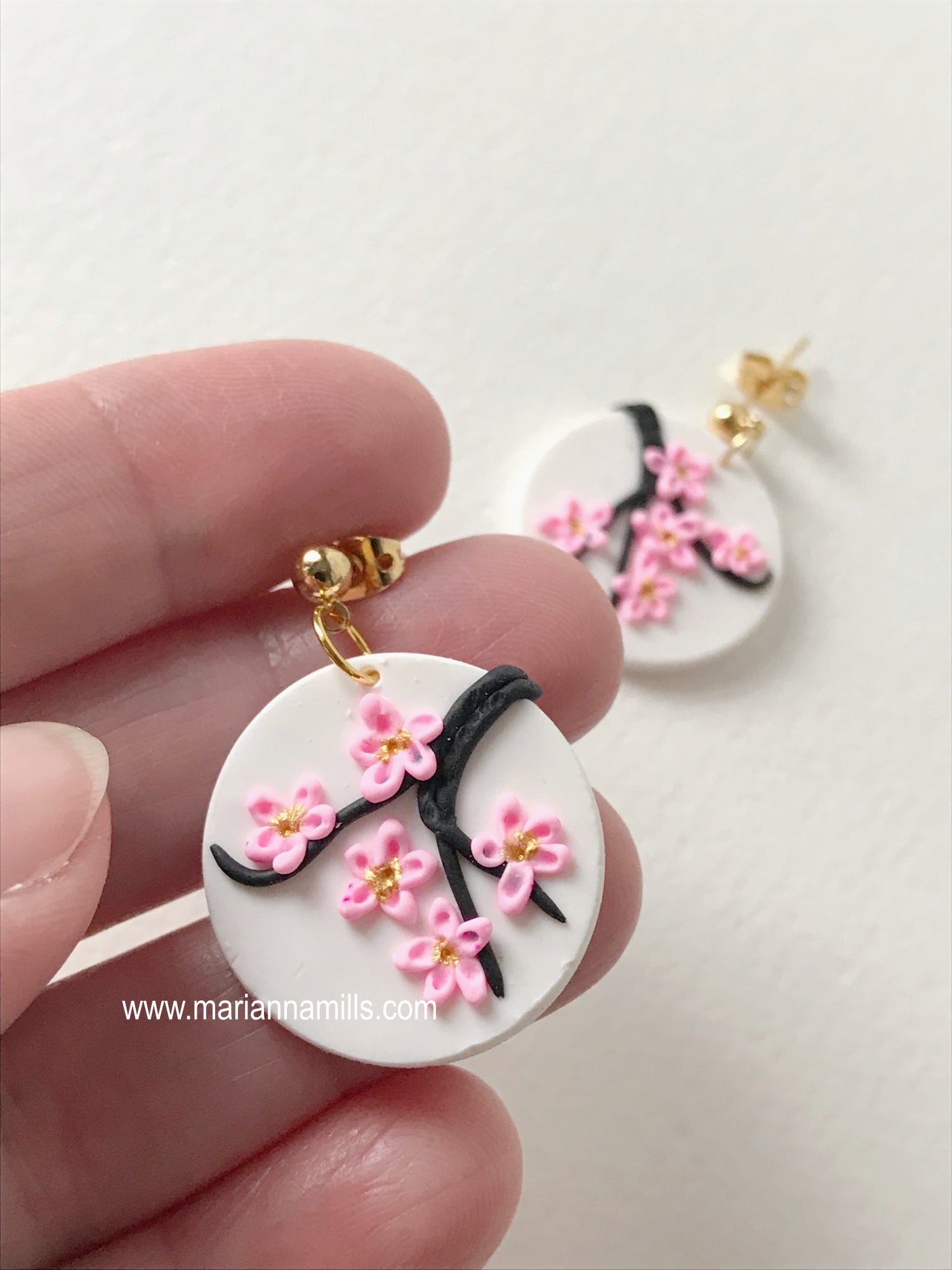 Sakura Tree - Artisan Statement Post Earrings Handmade by Marianna Mills