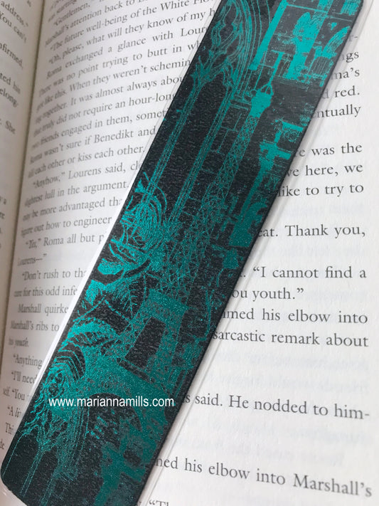 Paris Eiffel Tower Teal Blue Foil Bookmark Handmade by Marianna Mills